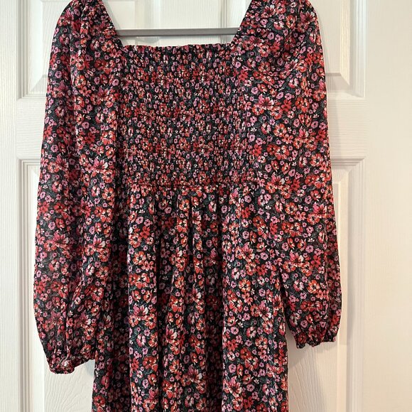 Floral Smocked Long Sleeve Mini Dress – Size M - Picture 3 of 3